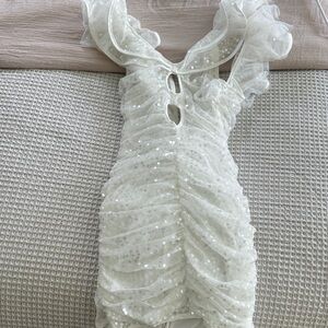 SHEIN White Sequin Mini Dress